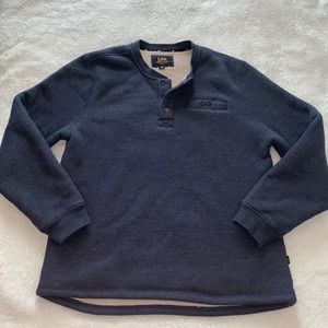 Lee Sherpa Lined Henley Thermal Navy Blue Size M